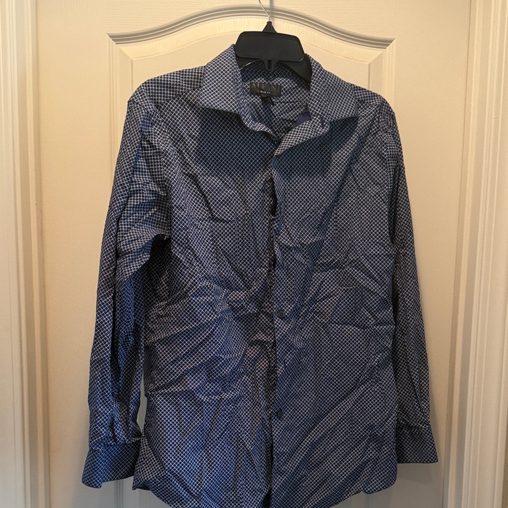 Alfani Men's Navy Checkered Shirt Jacket